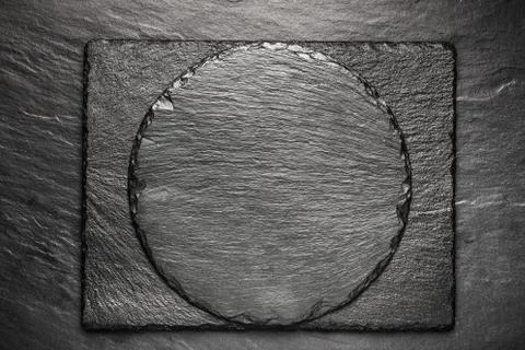 Black slate board for serving with copy space, top view Stock Photos