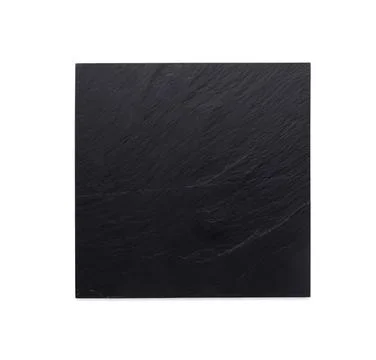 Black slate tile with textured surface on a white background Stock Photos