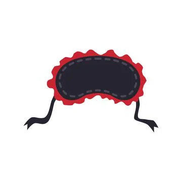 Black sleeping mask with strings and frill, flat vector illustration isolated. Stock Illustration