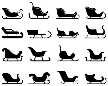 Black sleigh silhouettes Stock Illustration