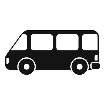 Black small passenger bus driving on white background Stock Illustration