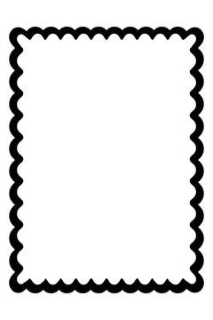 Black Small Scallop Rectangle Frame with Decorative Border Stock Illustration