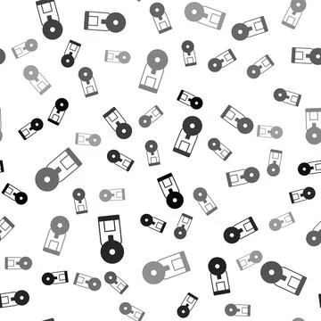 Black Smart coffee machine system icon isolated seamless pattern on white Stockillustratie