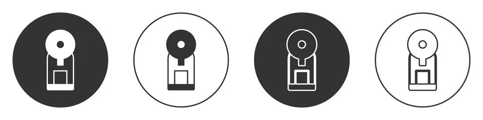 Black Smart coffee machine system icon isolated on white background. Internet Stock Illustration