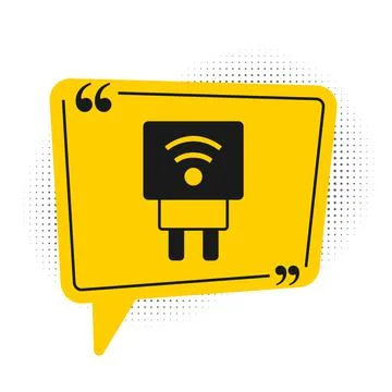 Black Smart electric plug system icon isolated on white background. Internet of Stockillustratie