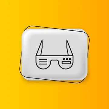 Black Smart glasses mounted on spectacles icon isolated on yellow backgroun.. Illustrazione stock