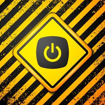 Black Smart home icon isolated on yellow background. Remote control. Warning  Stock Illustration