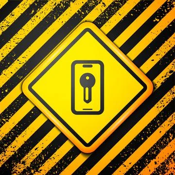 Black Smart key icon isolated on yellow background. Warning sign. Vector 스톡 일러스트