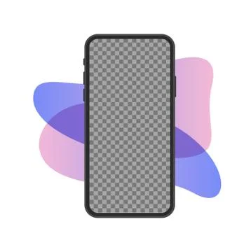 Black smart phone with button isolated on transparent background, vector Stock Illustration