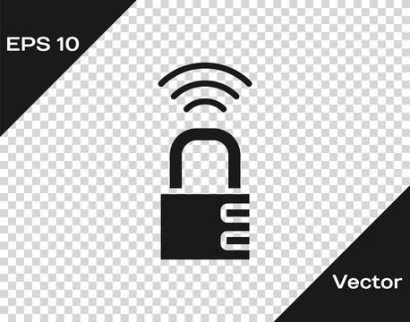 Black Smart safe combination lock icon isolated on transparent background Illustrazione stock