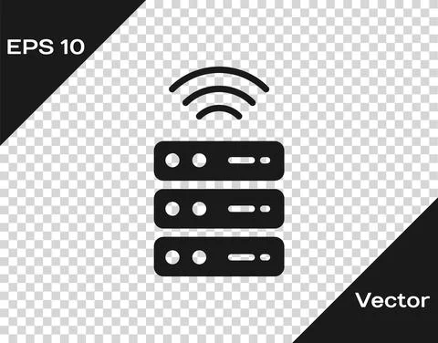 Black Smart Server, Data, Web Hosting icon isolated on transparent background Illustrazione stock