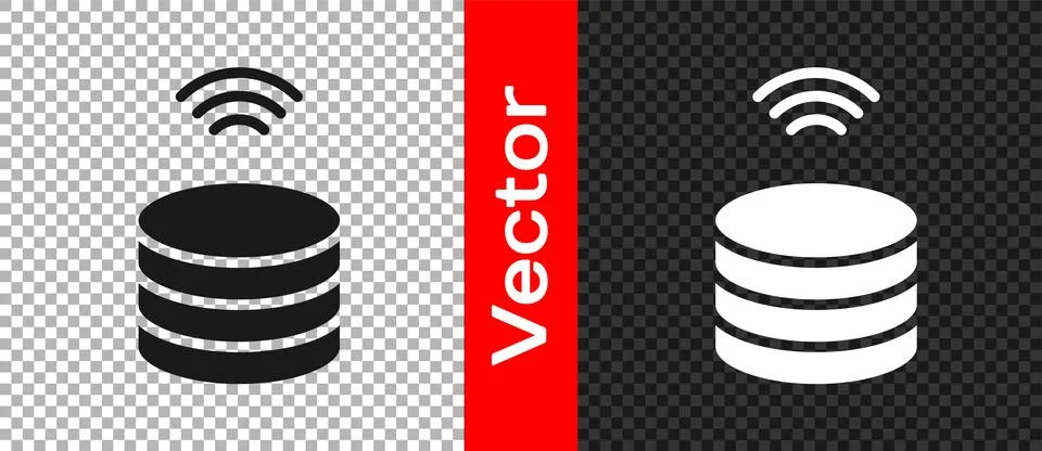 Black Smart Server, Data, Web Hosting icon isolated on transparent backgrou.. Illustrazione stock