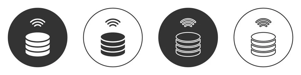Black Smart Server, Data, Web Hosting icon isolated on white background. In.. 스톡 일러스트