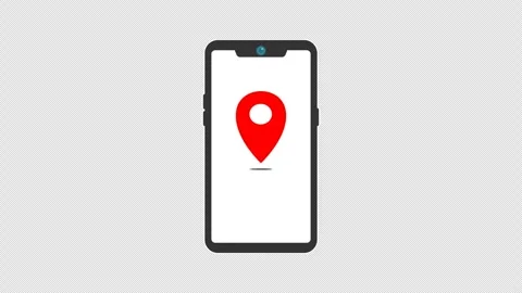 Black smartphone animation with a pulsing red location pin feature Stock Footage 333671956