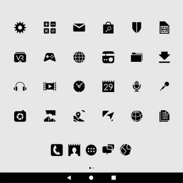 Black Smartphone Apps and Icons Stock Illustration
