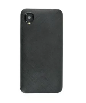 Black smartphone back side isolated on white background Stock Photos
