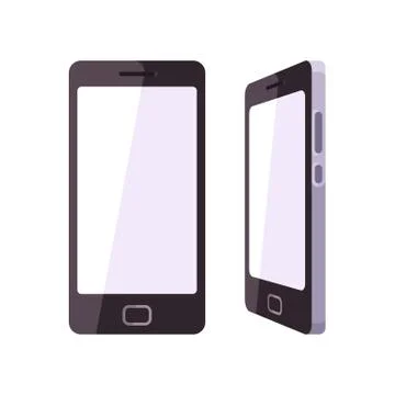 Black smartphone with blank screen flat illustration Stock Illustration
