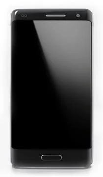 Black smartphone with blank screen isolated on white background. 3D illustrat Stock Illustration