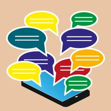 Black smartphone with blank speech bubbles for text Stock Illustration