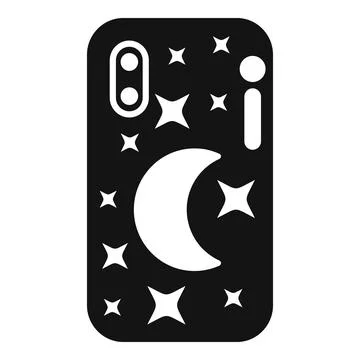 Black smartphone case with moon and stars showing concept of night time Ilustração Stock