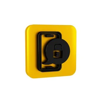 Black Smartphone with closed padlock icon isolated on transparent background Stock Illustration
