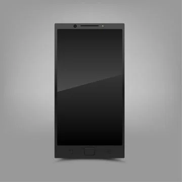 Black smartphone gray background Stock Illustration