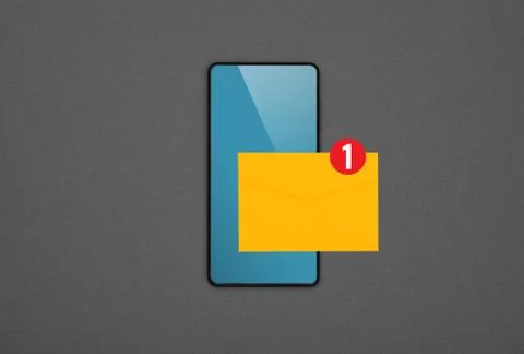 Black smartphone with new message over grey Stock Illustration