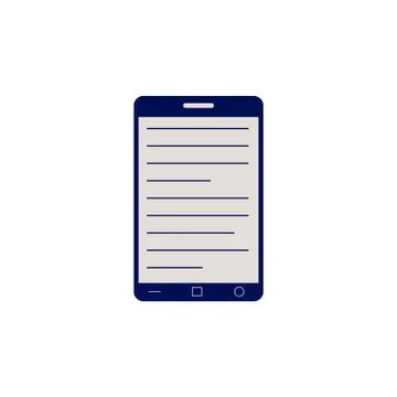Black smartphone or tablet with opened electronic book for online reading and Illustrazione stock