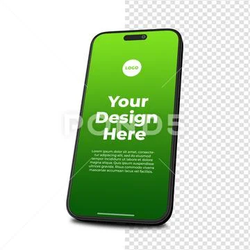 Black Smartphone PSD Mockup Green Screen PSDテンプレート