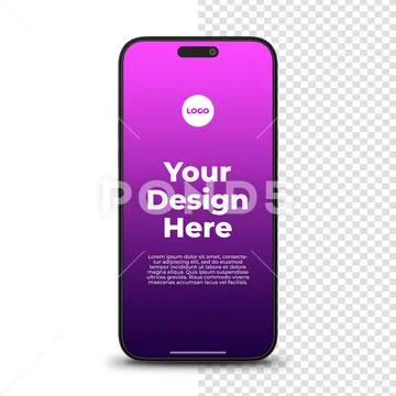 Black Smartphone PSD Mockup Purple Screen PSD Template