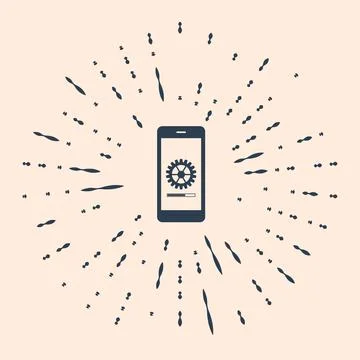 Black Smartphone update process with gearbox progress and loading bar icon Illustrazione stock
