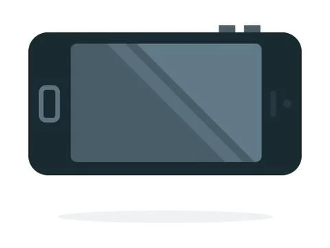 Black Smartphone vector flat isolated Stock Illustration