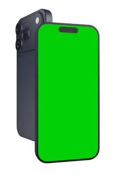 Black Smartphone Vector Mockup Green Screen Stock Illustration