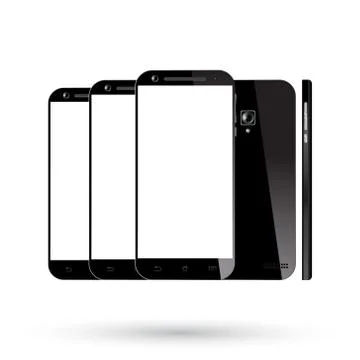 Black smartphones set Stock Illustration