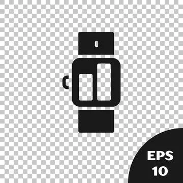 Black Smartwatch icon isolated on transparent background. Vector Stock Illustration
