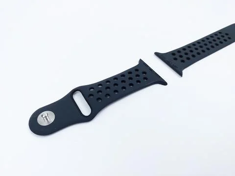 A black smartwatch strap on a white background, perfect for classy and luxurious 写真素材
