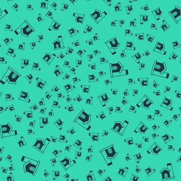 Black Smithy workshop interior icon isolated seamless pattern on green backgr Stock Illustration