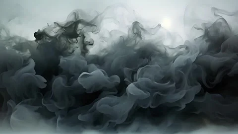 Black smoke against white background moving around. Smoke,Vapor,Fog slow motion Stock Footage 256020385