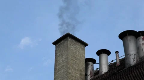 Black smoke from chimney Stock Footage 7727790