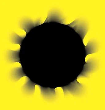 Black smoke circle on a yellow background Stock Illustration