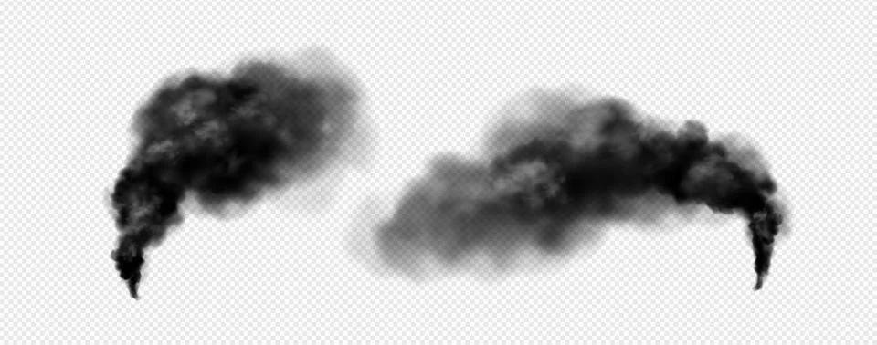 Black smoke cloud realistic vector illustration. Stock Illustration