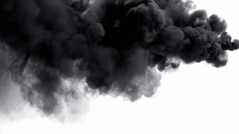 Black smoke cloud rising dramatically on a white background Video stock 316822839