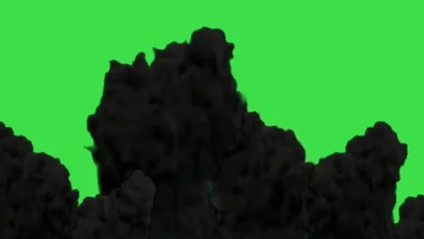 Black smoke clouds rising and filling the entire green screen frame for transiti Stock Footage 329964527