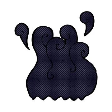 Black smoke comic cartoon element Stock Illustration