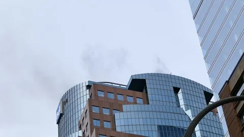 Black smoke coming from skyscraper Stock Footage 95735000