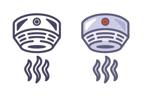 Black smoke detector icon on the ceiling. Stock Illustration