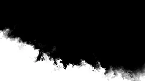 Black smoke edge background cloudy ink spreading across white space, smoky borde Stock Footage 340413276