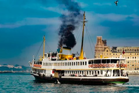 Black smoke ferry Stock Photos