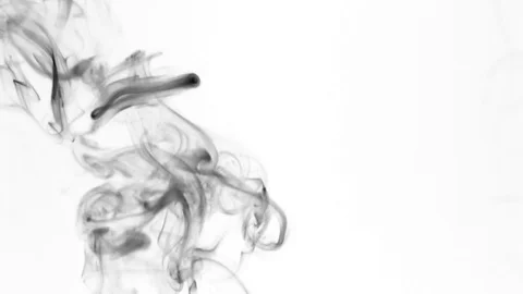 Black smoke in the form of rings on a white background. Stock Footage