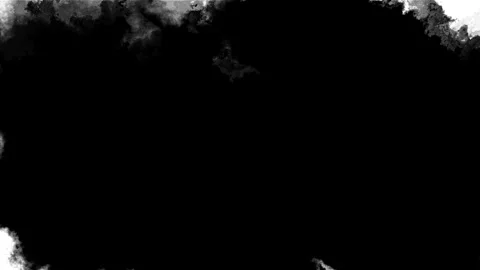 Black smoke ink frame background rough cloud edges, white border space, and dark Stock Footage 340410817
